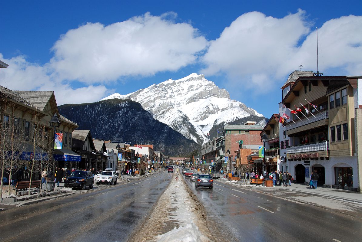 10B Looking Down Banff Avenue With Cascade Mountain Behind In Winter